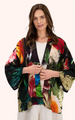 Powder Mid-Length Kimono - Opulant florals, Chocolate