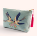 Powder Velvet Zip Pouch - Swooping Swallows