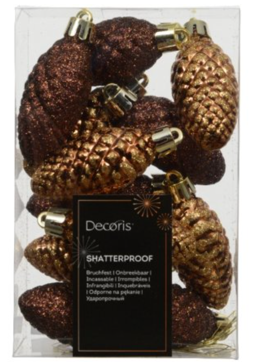 Pack of Shiny Gold Glitter PInecones