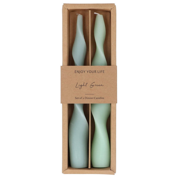 Gisela Graham Tonal Greens Twist Dinner Candles