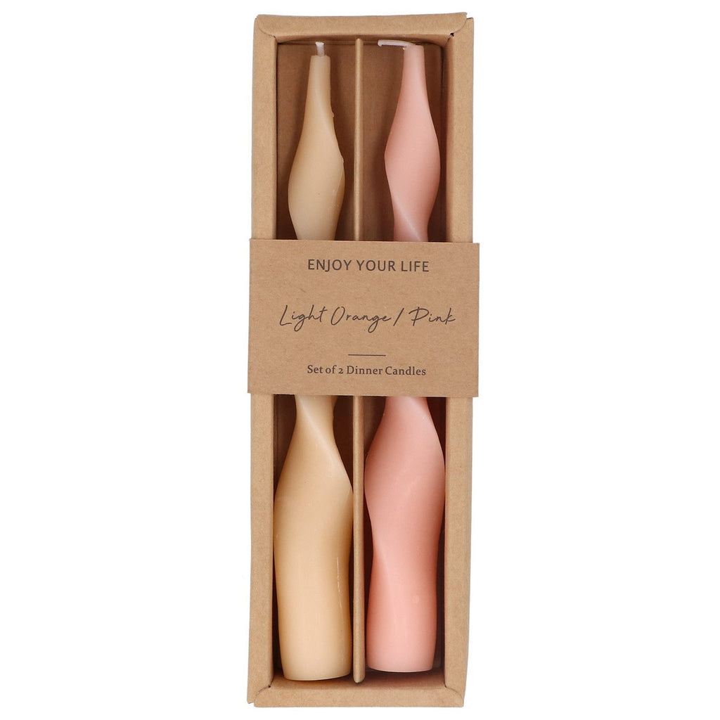 Gisela Graham Tonal Pinks Twist Dinner Candle - Box of 2