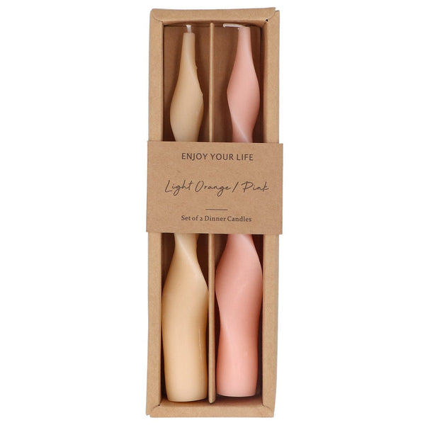 Gisela Graham Tonal Pinks Twist Dinner Candle - Box of 2