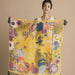 Powder Tasselled 100% Silk Summer Woodland in Mustard Scarf