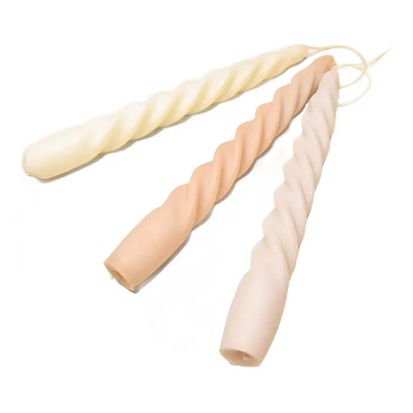 Twisted Rapeseed Candle - Ivory - Set of 2