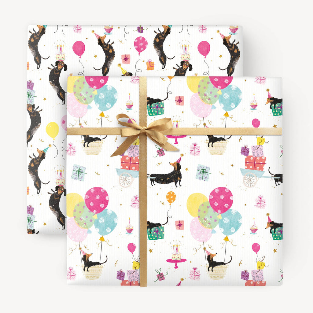 Whistlefish Sausage Dog Party Wrapping Paper