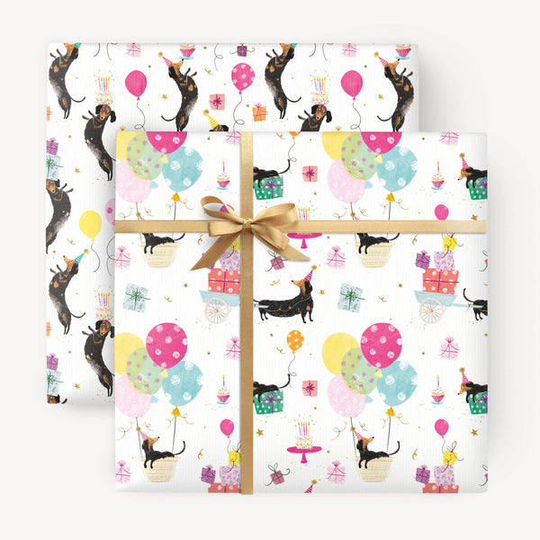 Whistlefish Sausage Dog Party Wrapping Paper