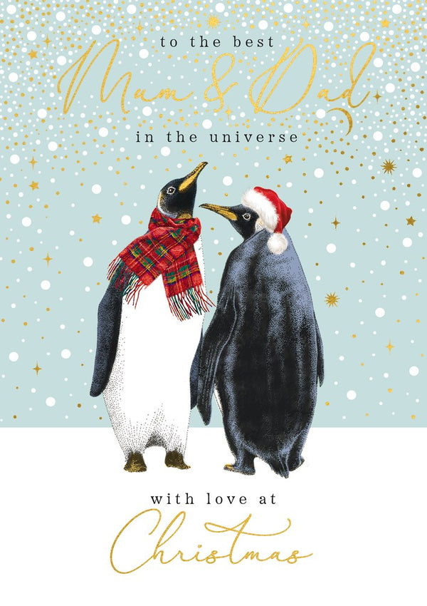 The Art File Mum & Dad Penguins Christmas Card