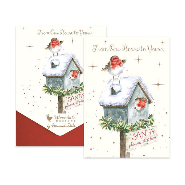 Wrendale 'Please Stop Here' Robin Christmas Cards Set of 8
