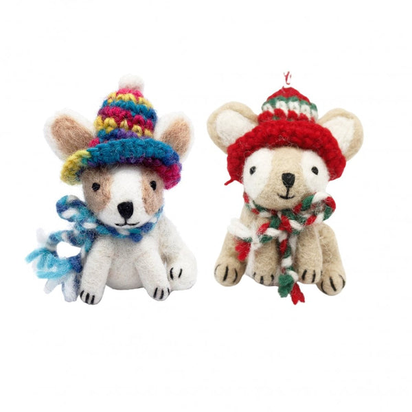 Fiona Walker Cute Dog with Scarf and Hat Christmas Decoration