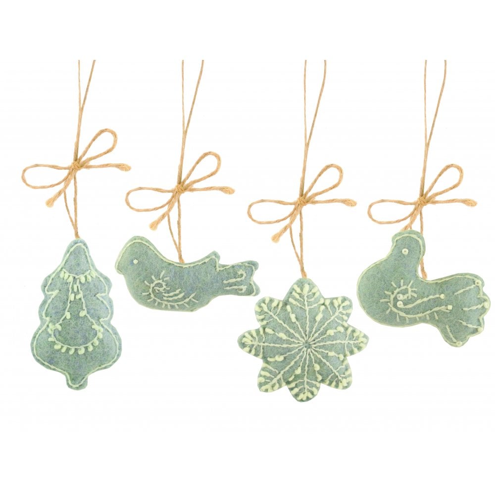 Fiona Walker  Gingerbread Hanging Decoration - Blue