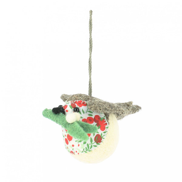 Fiona Walker Liberty Mistletoe Semi Hanging Robin Christmas Decoration