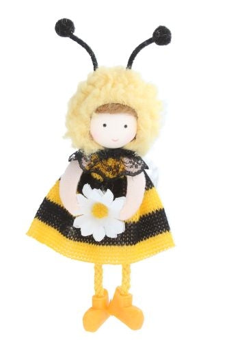 Gisela Graham Fabric Bee Girl with Flower Decoration