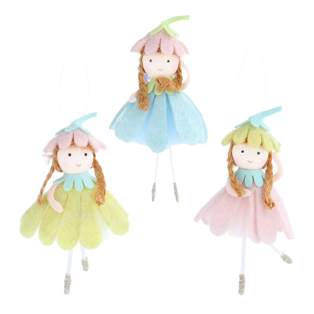 Gisela Graham Fabric Girl with Pastel Flower Outfit Decoration