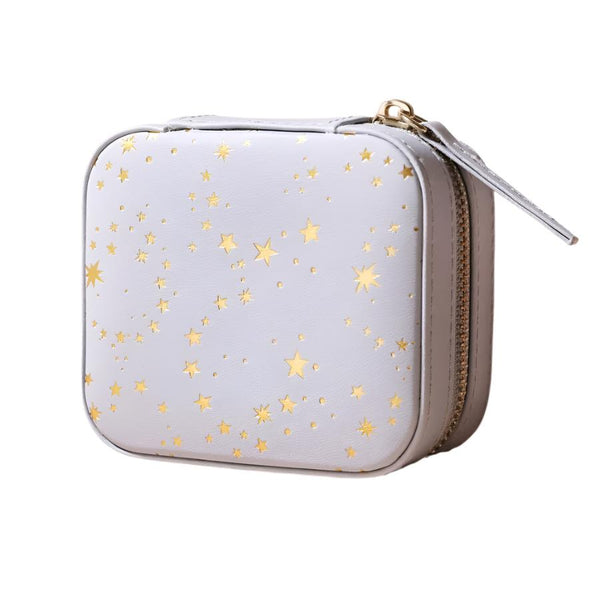 Lisa Angel Mini Square Stars Travel Jewellery Case in Grey