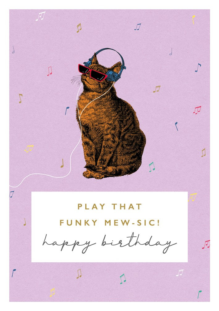 The Art File Play That Funky Mew-Sic Birthday Card