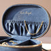 Lisa Angel Sun and Moon Embroidered Oval Jewellery Case in Navy