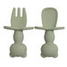 Teddy Bear Baby Silicone Spoon And Fork Set - Assorted Colours