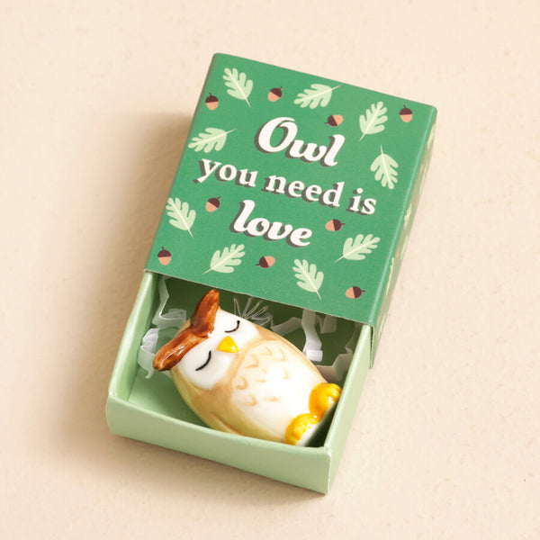 Lisa Angel Tiny Matchbox Ceramic Owl Token