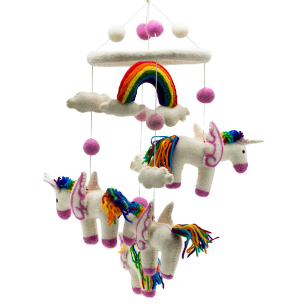 Ancient Wisdom Handmade Felt Mobile - Rainbow Unicorns