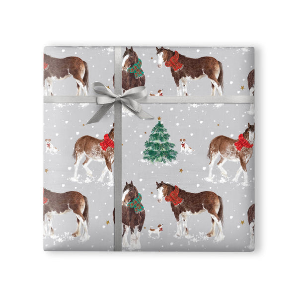 Whistlefish Clydesdales and Dog Wrapping Paper