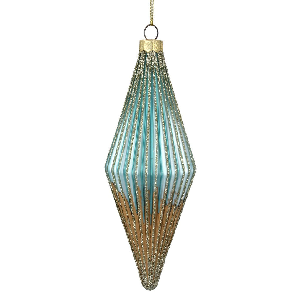 Gisela Graham Glass Shape - Turquoise/Gold Dipped Teardrop