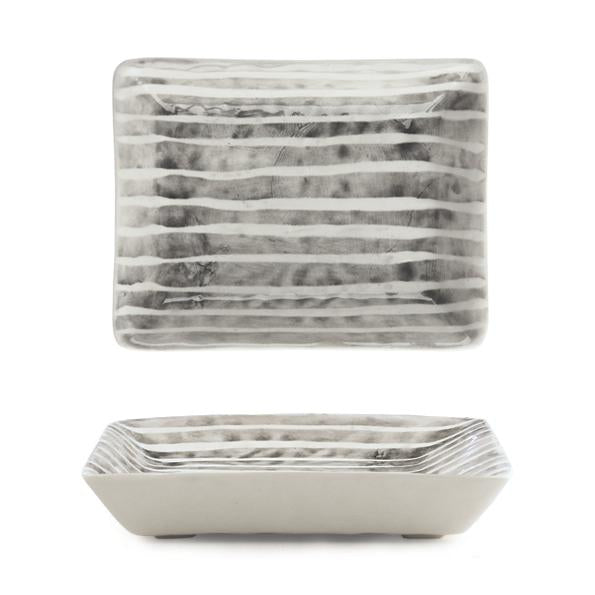 East of India Hand Painted Oblong Dish - Painted Stripe