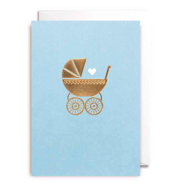 Blue Pram New Baby Card - Lagom Design