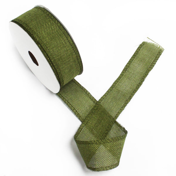 Ancient Wisdom Natural Texture Ribbon - 38mm x 20m - Xmas Green