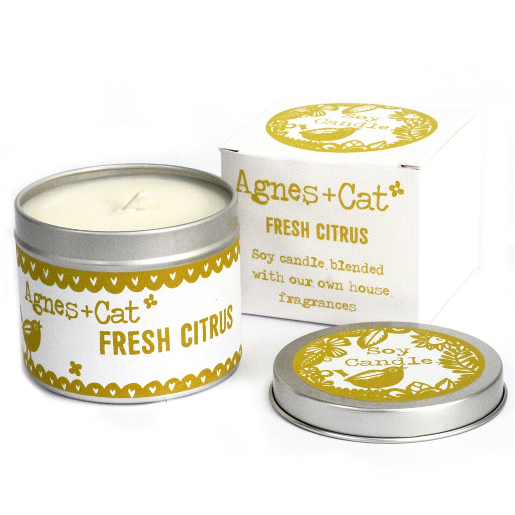 Agnes + Cat 200ml Soy Wax Tin Candle - Fresh Citrus