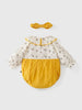 Baby Girl Mustard Floral Print Bodysuit With Headband