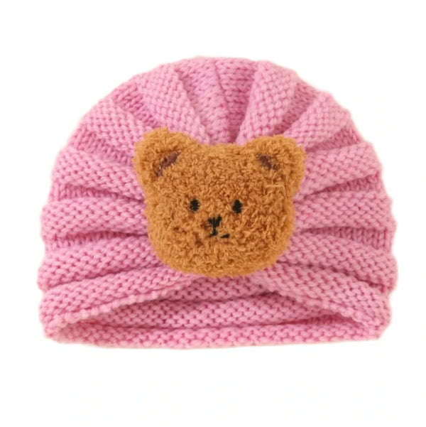 Pink Knitted Bear Hat 0-6M