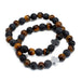 Ancient Wisdom Set of 2 Gemstones Friendship Bracelets - Power - Tiger Eye & Black Stone
