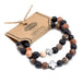 Ancient Wisdom Set of 2 Gemstones Friendship Bracelets - Eternity - Leopard Jasper & Lava Stone