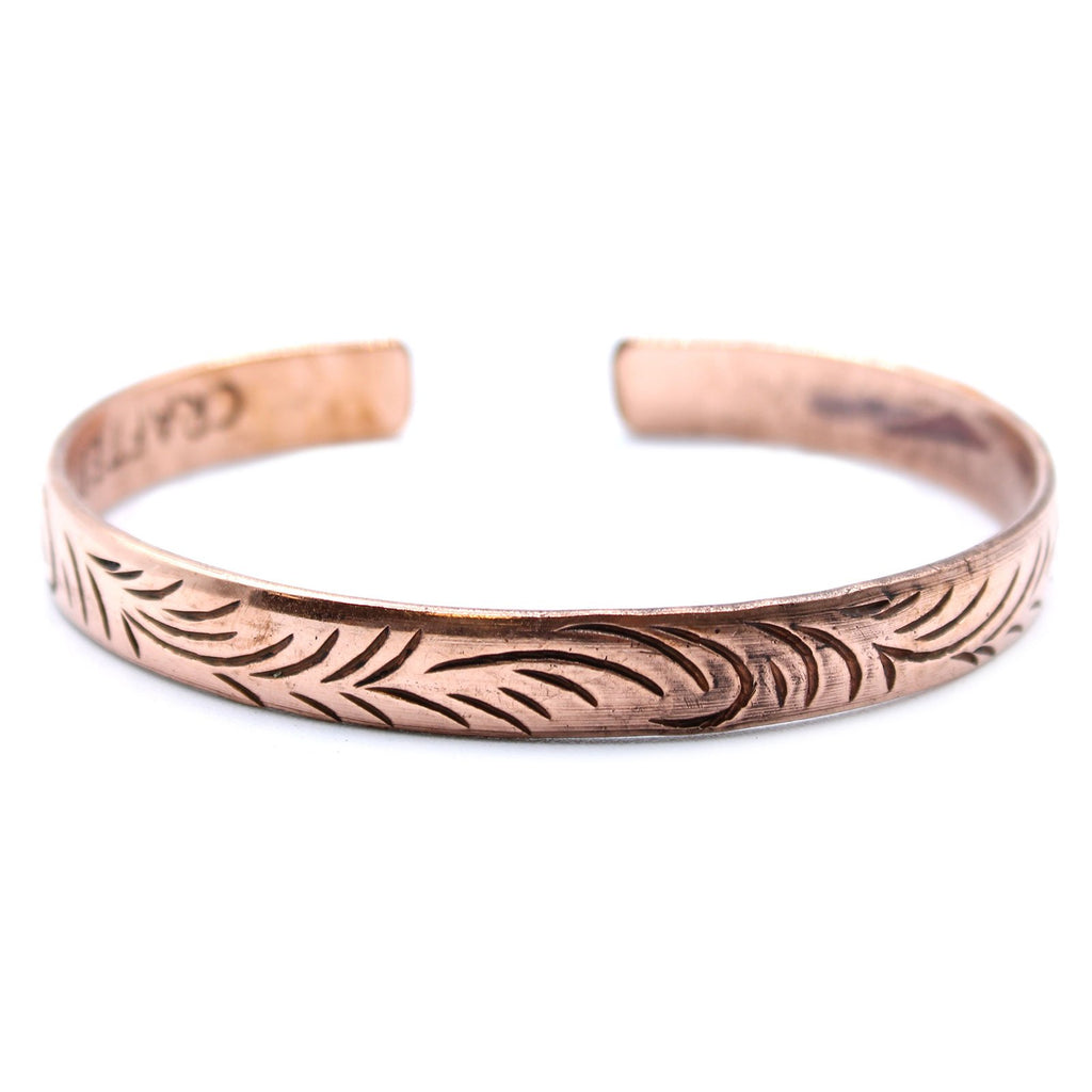 Ancient Wisdom Copper Tibetan Bracelet - Slim Tribal Swirls