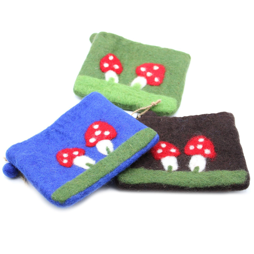 Ancient Wisdom Natural Felt Zipper Pouch - Mystic Mushrooms
