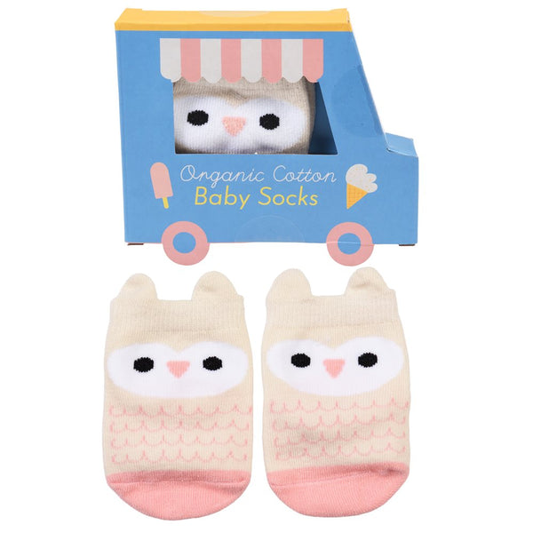 Rex London Rose Pink Owl Baby Socks One Pair