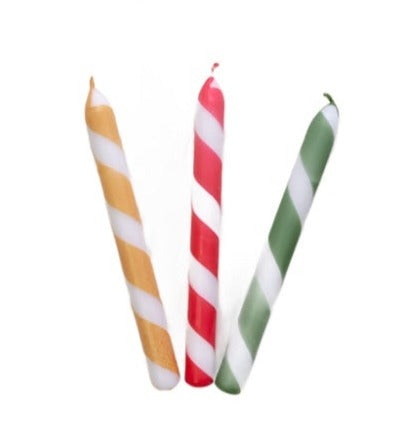 Set of 2 - Striped Candles - Golden Stripes