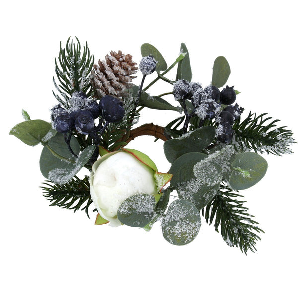 Gisela Graham Fir/Cone/White Peony Candle Ring