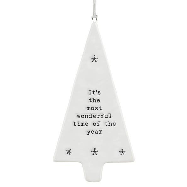 East of India Porcelain Hanger - Tree/ Most Wonderful Time