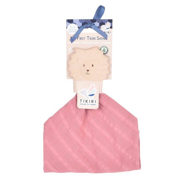 Organic Cotton Comforter With Natural Rubber Teether – Lion
