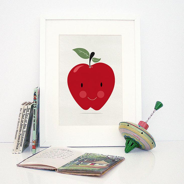Mrs Best Paper Co Red Apple - Cute Nursery Art Print