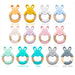 Silicone & Wooden Bunny Teether - Assorted Colours