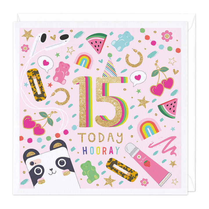 Whistlefish Fun Panda 15 Today Birthday Card