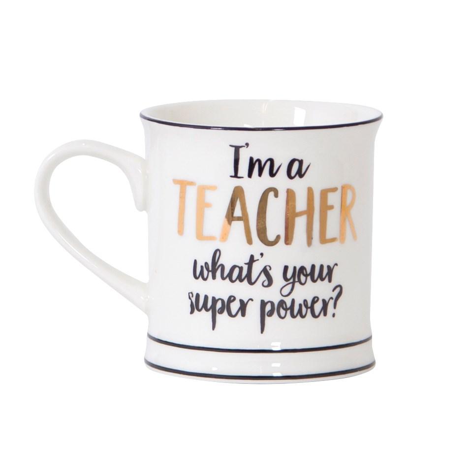 Sass & Belle Metallic Monochrome I'm A Teacher Mug