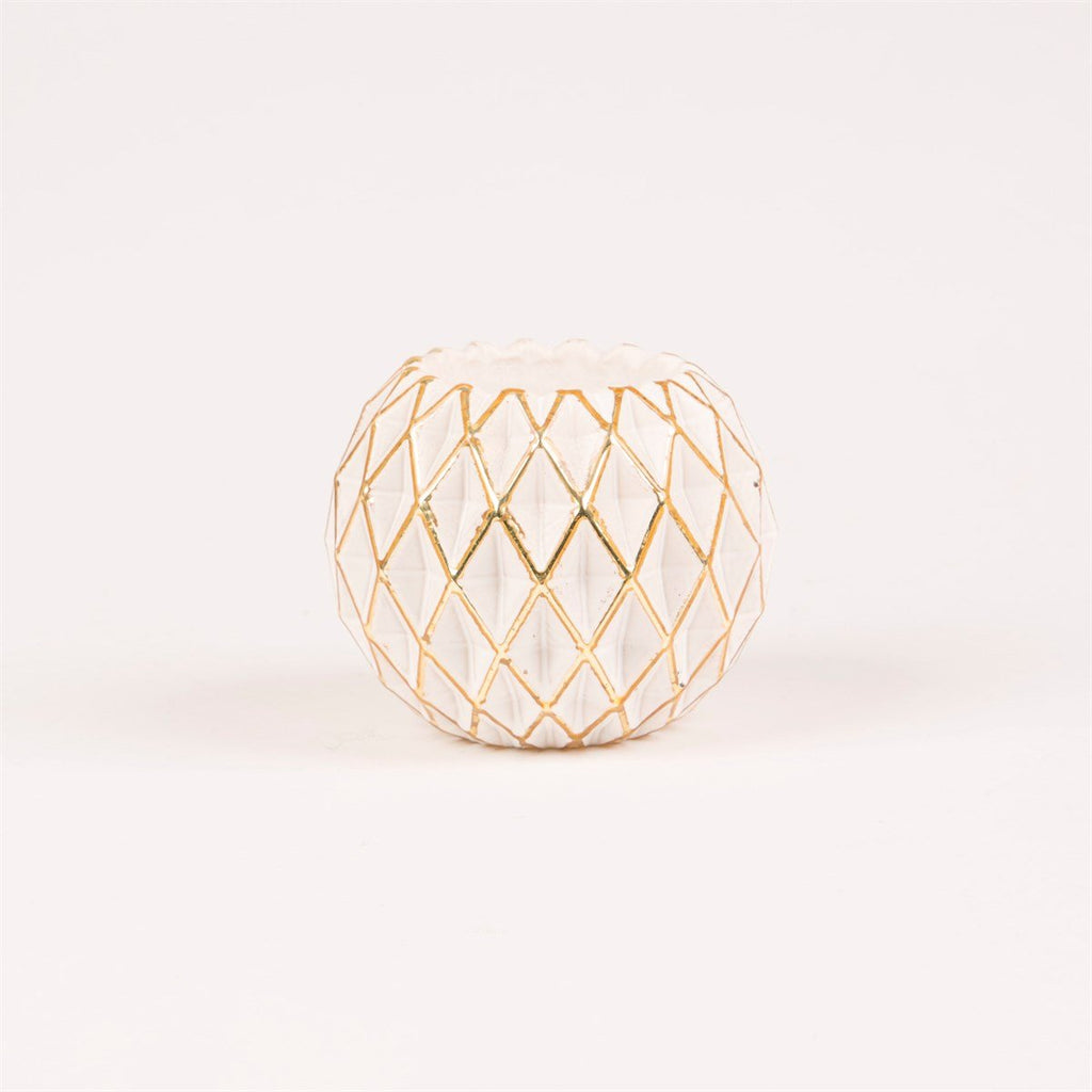 Sass & Belle Gold & White Geometric Tealight Holder