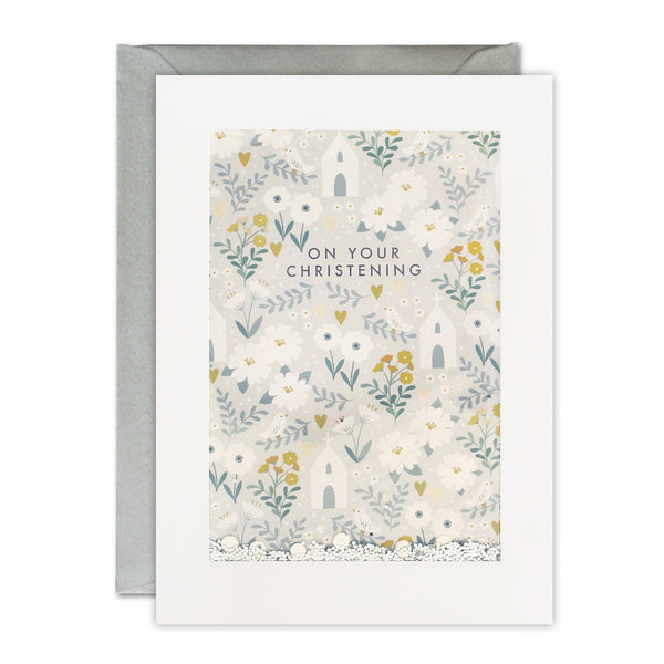 James Ellis Christening Pattern Rectangular Shakies Card
