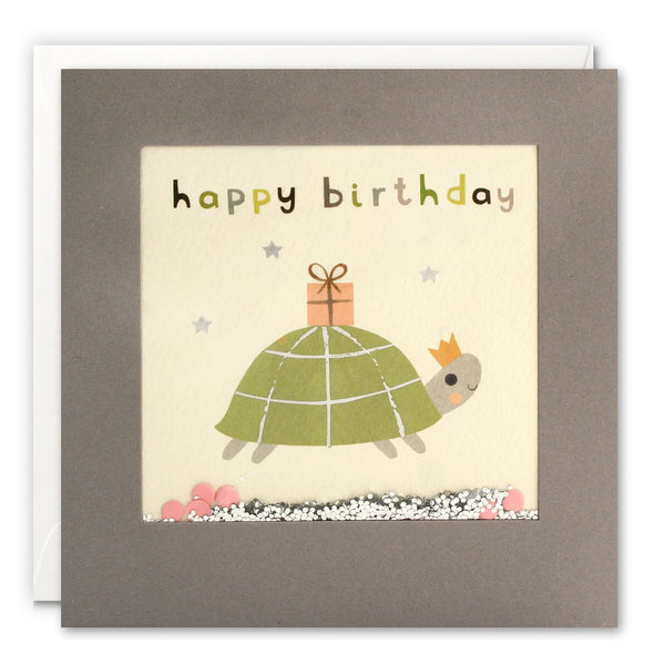 James Ellis Happy Birthday Tortoise Grey Shakies Card