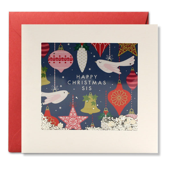 James Ellis RPS3181 - Sis Bauble Pattern Christmas Shakies Card