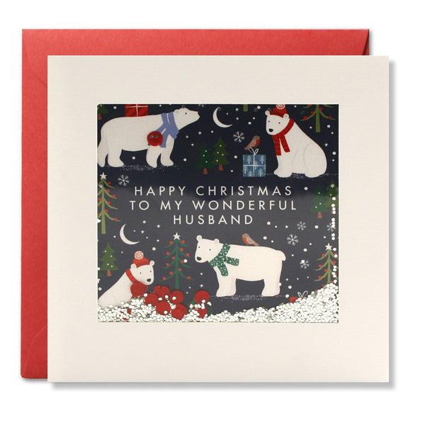 James Ellis Husband Polar Bear Pattern Christmas Shakies Card
