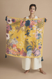 Powder Tasselled 100% Silk Summer Woodland in Mustard Scarf